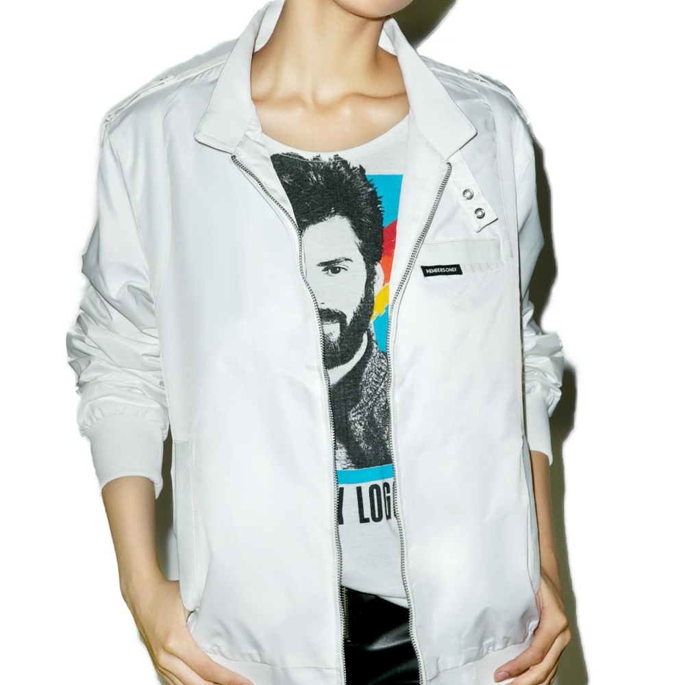 Members only white racer jacket